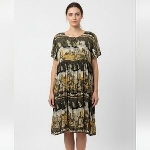 Yakko Dress Maxi Shift Green Boho Cottage XL+